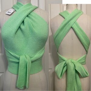 ❗️ Free People NEW Beach Convertible Knit Lime Green Top Multi Wear Style Medium